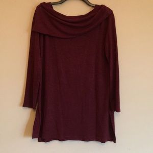 Chico’s Zenergy Burgundy Split Cowl Neck Sweater